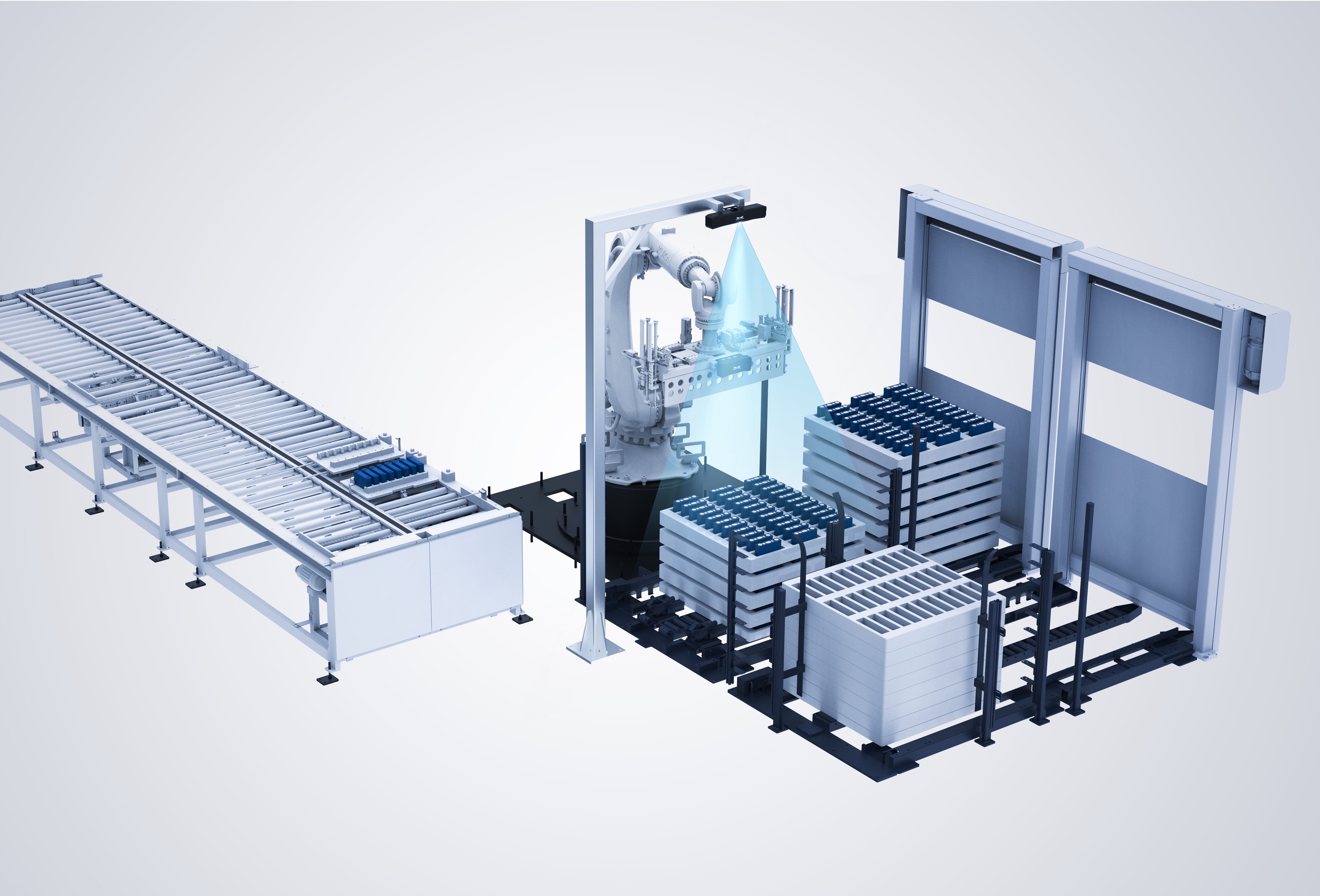 AI視覺引導(dǎo)電芯模組上料